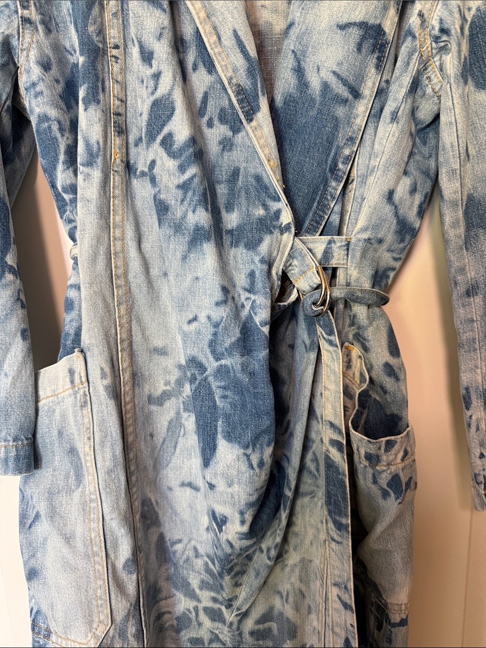 Rachel Comey Customized Blue Tie-Dye Denim Wrap Jumpsuit - Picture 4 of 7